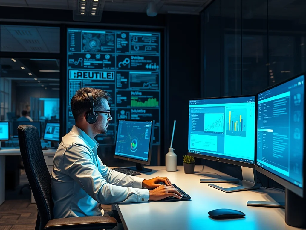 ai tools for workplace efficiency — employee using AI-powered workflow tools to streamline business processes on computer