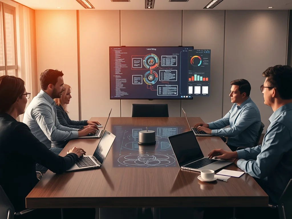 corporate ai training — enterprise L&D team designing a company-wide AI learning programme with digital planning tools