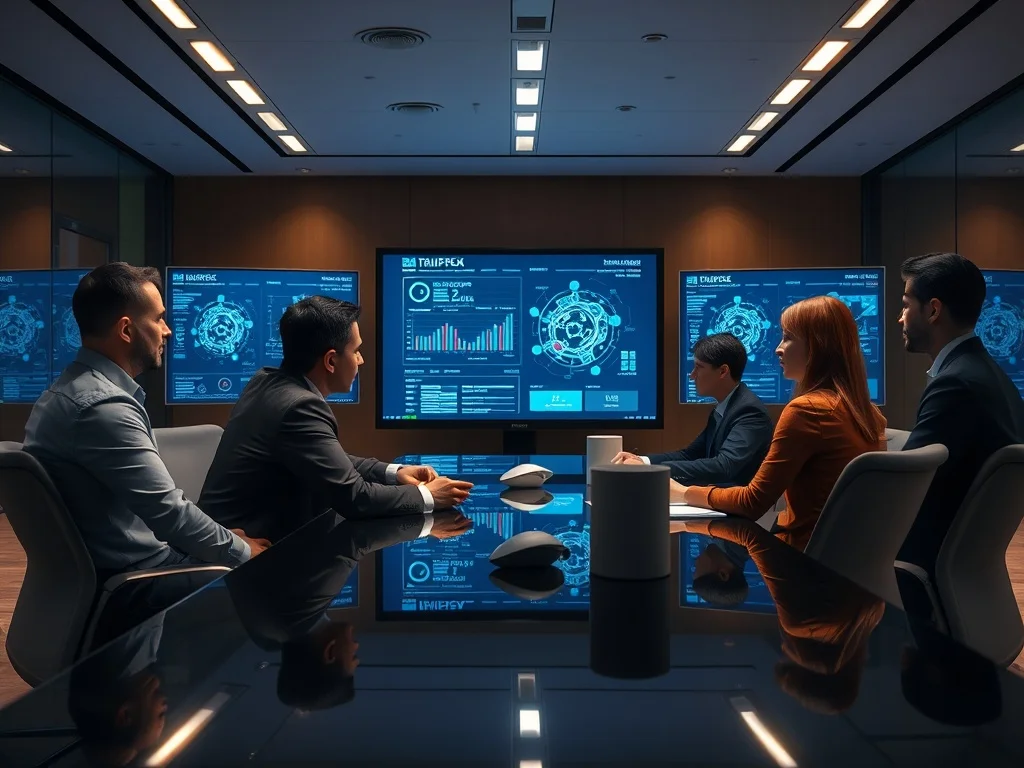 workplace ai adoption — business team collaborating on AI strategy in a modern boardroom